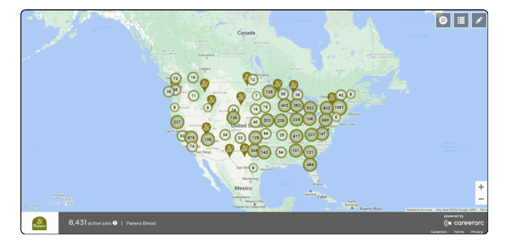 Panera Bread Job Map