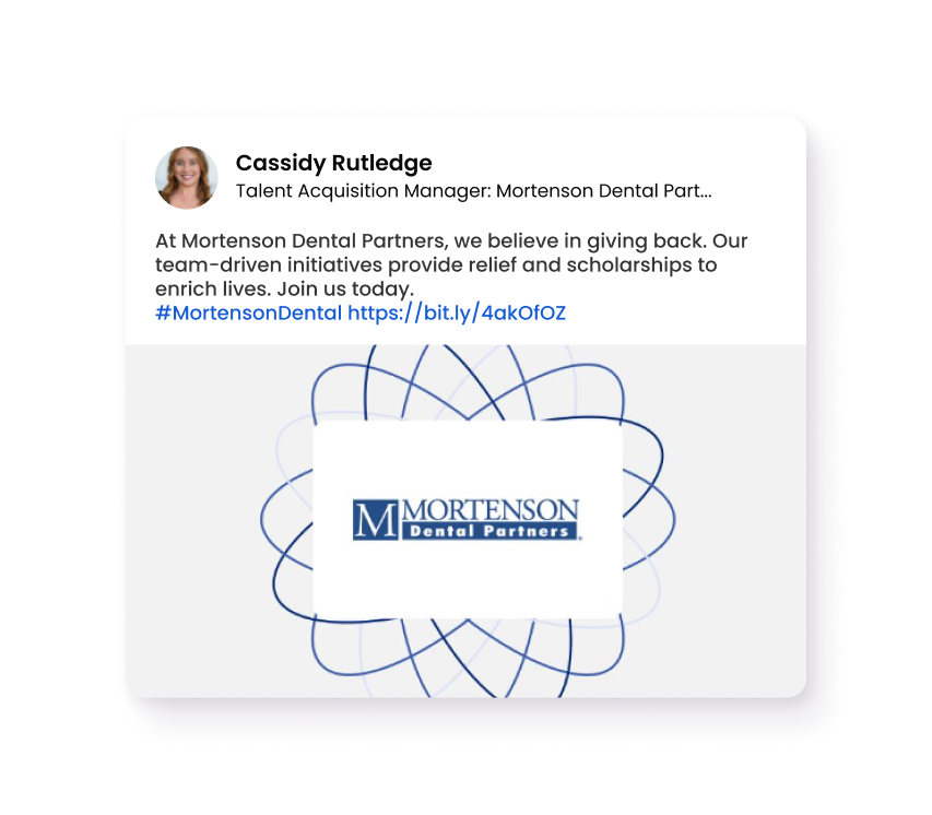 Mortenson Dental Partners logo with abstract network-style graphic background