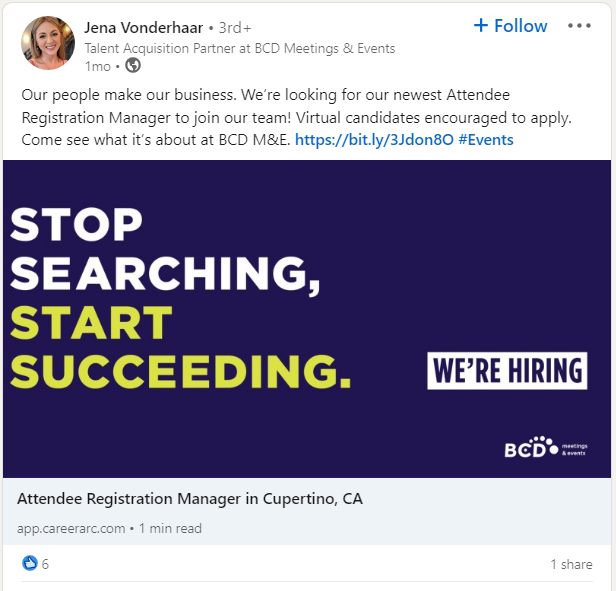 BCD M&E employee advocacy post