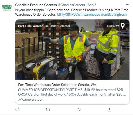 Funny post from Charlie's Produce