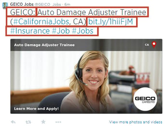 Geico Optimized Job Tweet