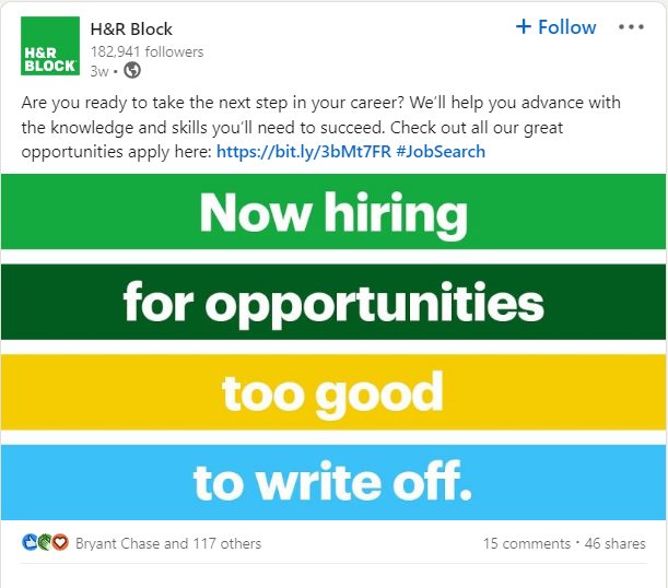 H&R Block job post