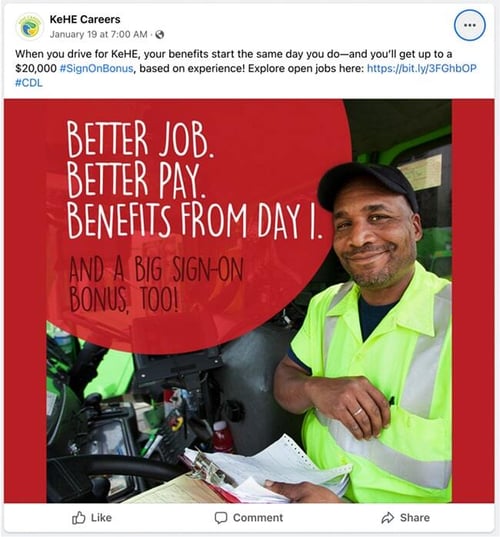 KeHE social recruiting job post