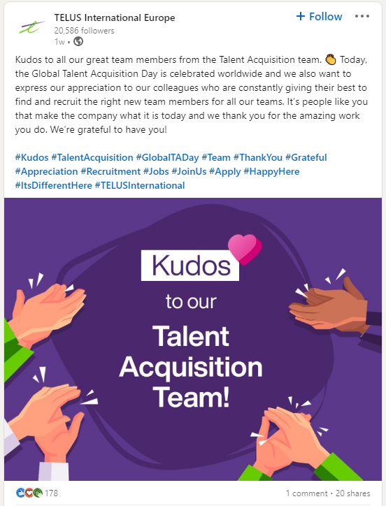 TELUS company culture post