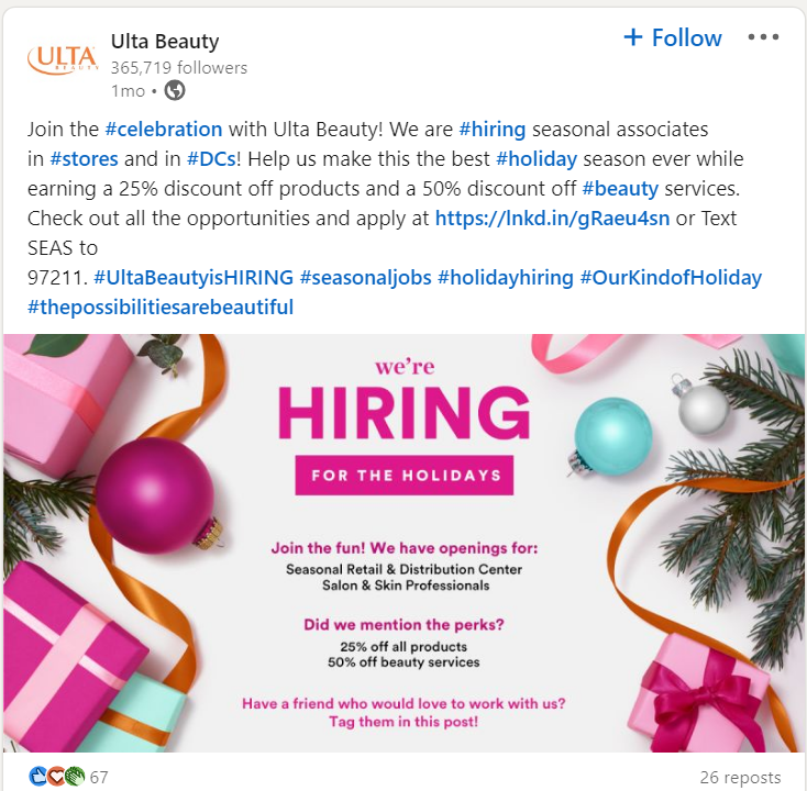 Social recruiting goals partnership example