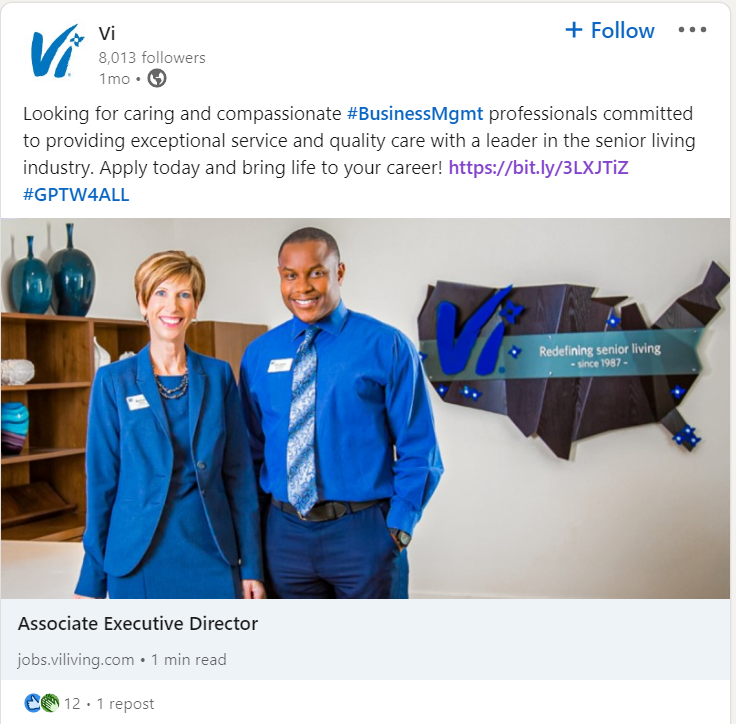 Social recruiting job post example