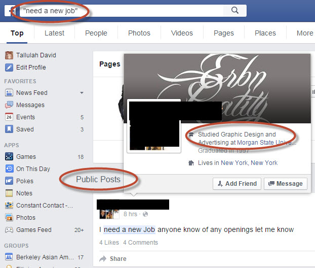 facebook search fyi recruiters