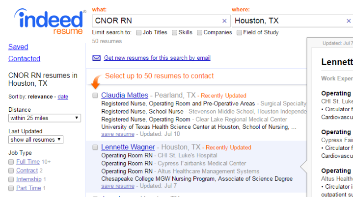 indeed healthcare sourcing candidates