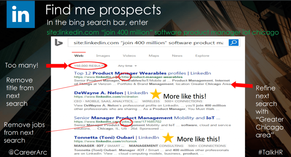 linkedin sourcing secrets search results