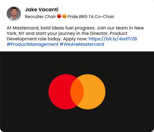 Jake Vacanti Mastercard Recruiter Post