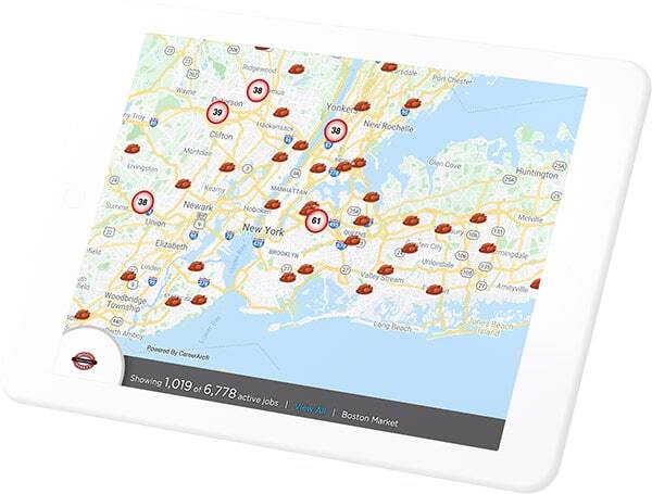 Boston Market's job map using CareerArc's social recruiting platform