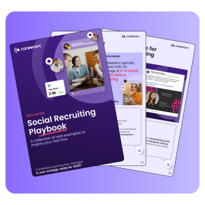 Decorative image that shows the cover of CareerArcs 2025 Social Recruiting Playbook