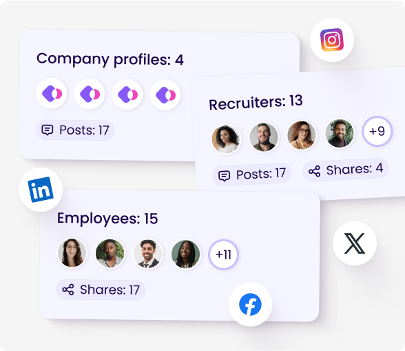 Graphically enhanced screenshot showing company, recruiters, and employees being added.