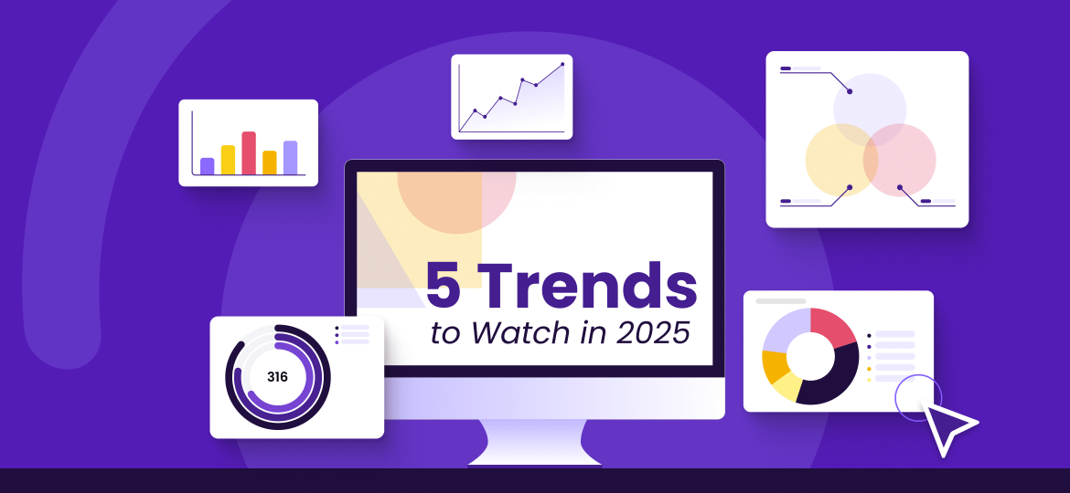 Hero image, decorative, text on graphic says: 5 trends to watch in 2025.